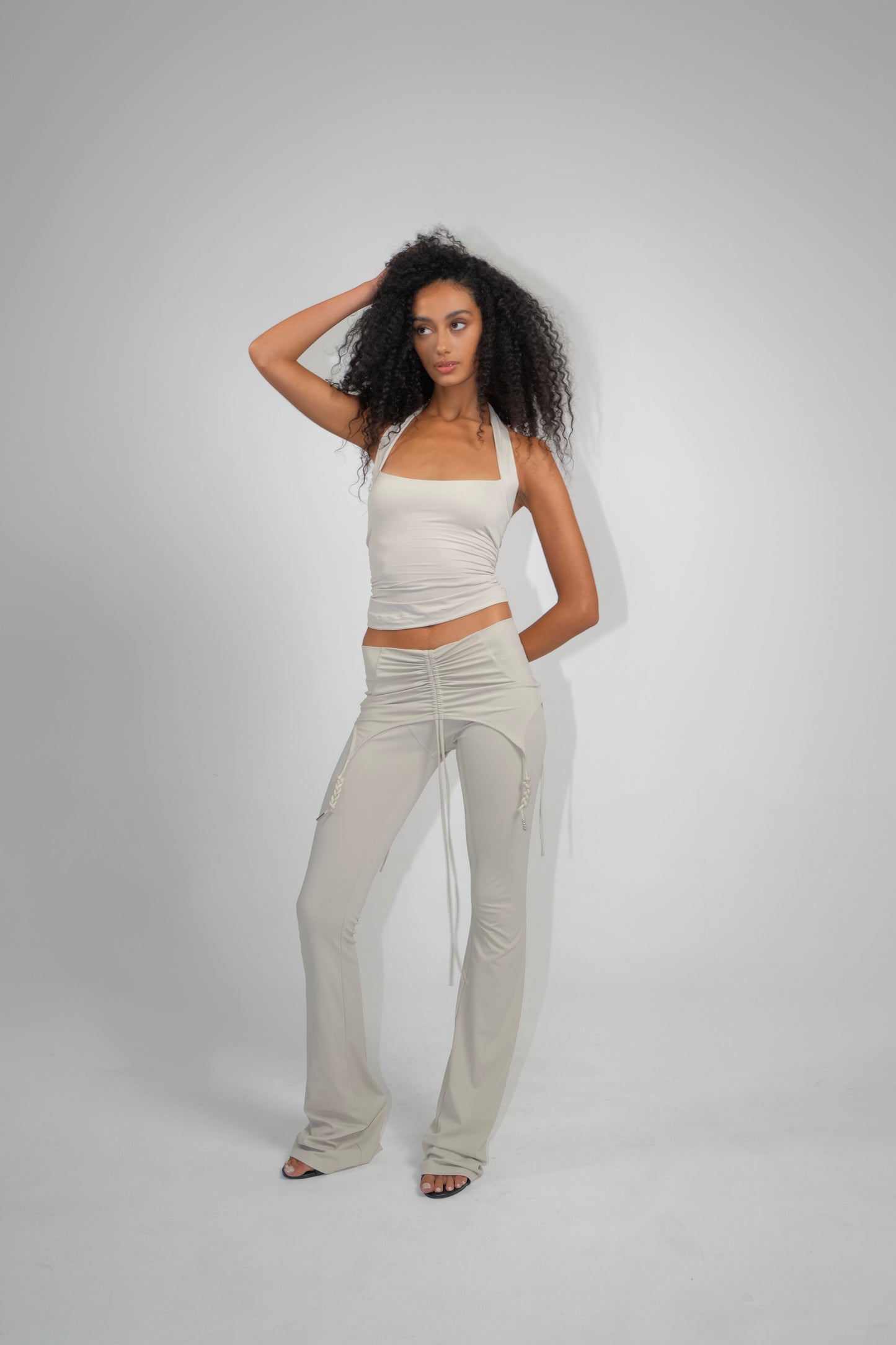 Slate Drawstring Foldover Pants