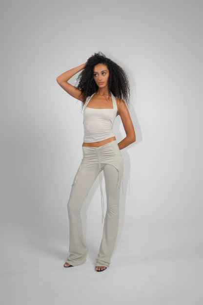 Slate Drawstring Foldover Pants